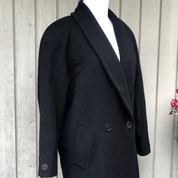Vintage Jones New York 100% Pure Wool Black Double-Breasted Trench Coat size XL - Picture 6 of 14